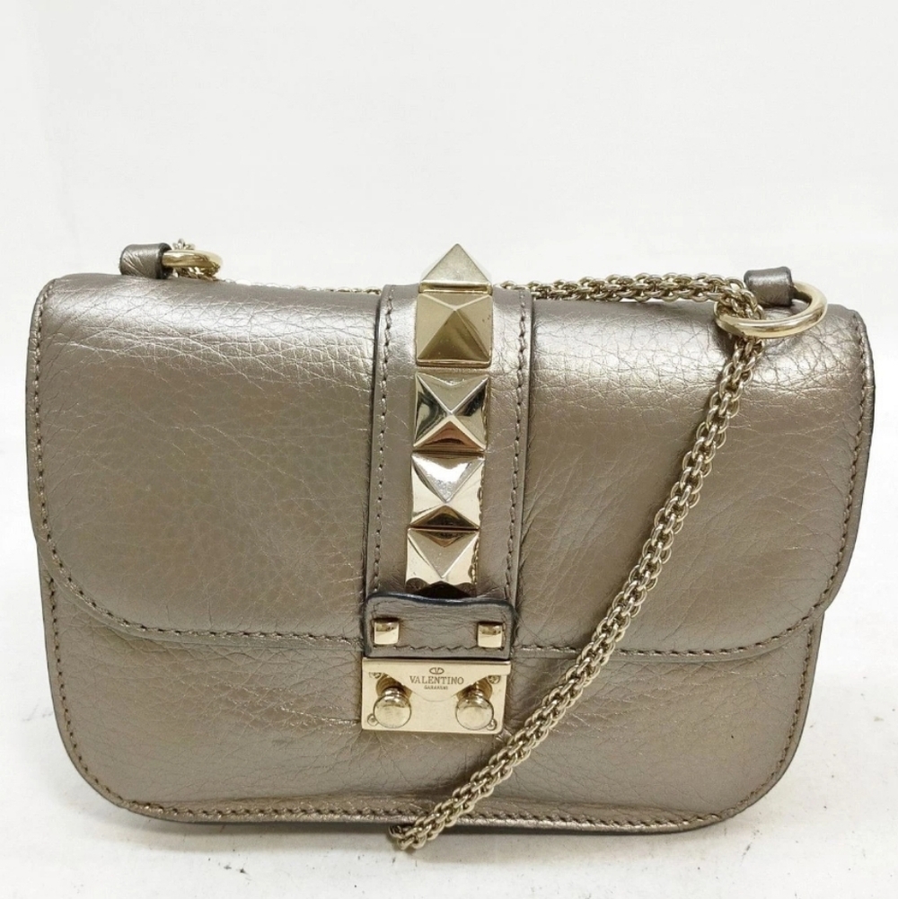 Valentino Garavani Gold Leather Shoulder Bag